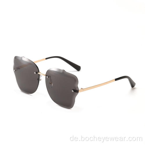 Fashion Rimless Luxury Neueste Strass übergroße UV400 Schatten Sonnenbrille Männer 2021